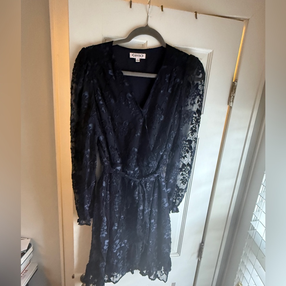 Nanette Lepore Navy Lace Long Sleeve Dress